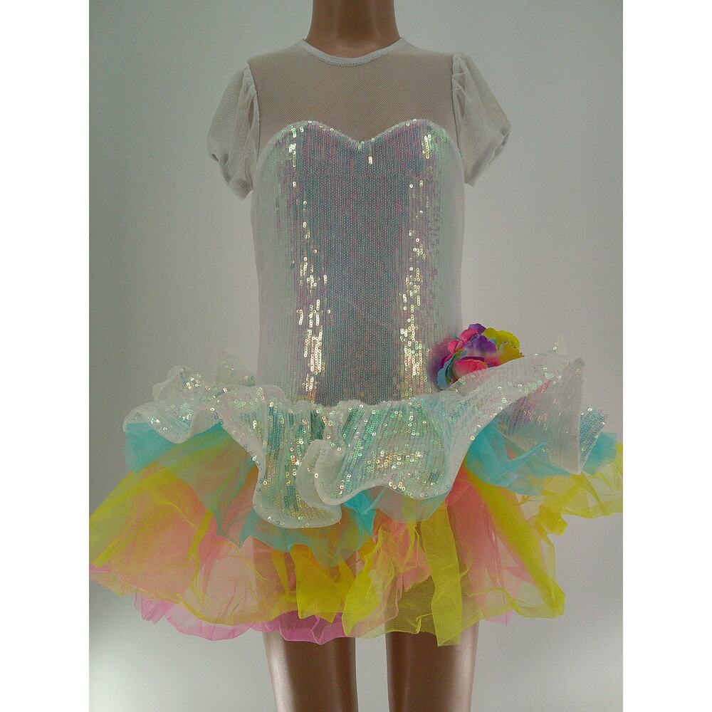 Dance Costume Gallery 1912C Small Child White Tutu Ballet Tap Character Sequin